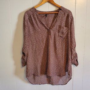 Maurices Polka Dot Top, Brown and White, Size XXL